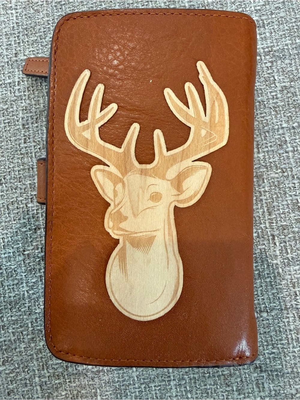 Carhartt Genuine Leather Deer Buck Wallet Brown Bifold Snap Coin Pouch Hunting